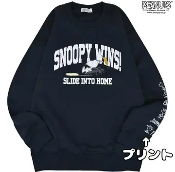 스누피 트레이닝복 맨투맨 속기모 남성용 L 소매 프린트 N