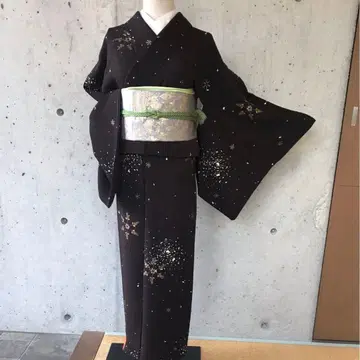 순수 실크 눈꽃 패턴 코몬 이중 기모노 슬림 사이즈