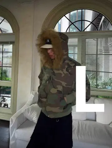 카모 패턴 퍼 부착 리버서블 자켓 L