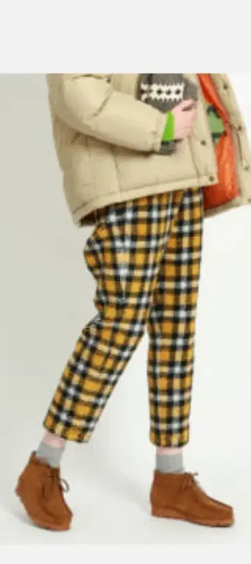 미사용 새상품 빔즈 보이 체크 보아 플리스 이지 팬츠