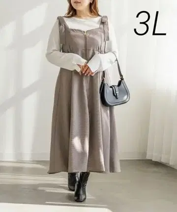 쿠레트 오리지널 프론트 지퍼 하운드투스 체크 패턴 원피스 베이지 3L