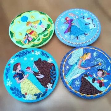 디즈니 자수 캔뱃지 4개