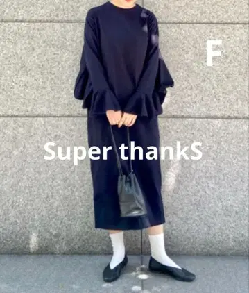 superthanks 별주 컷 프릴 원피스 네이비 FREE 사이즈