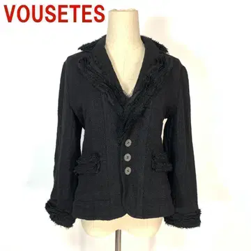 A874 부젯 테일러드 자켓 울 트위드 프릴 블랙 38