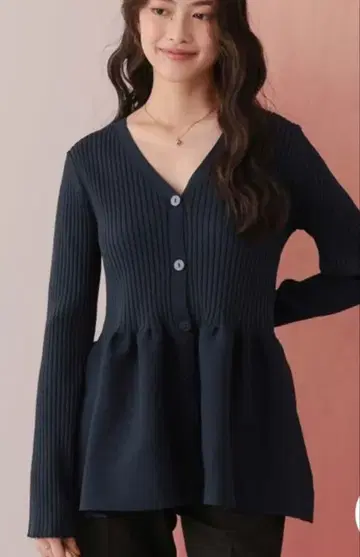 titivate 전후 2way 페플럼 니트탑 네이비 L