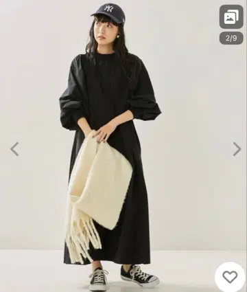 사우전드마일 퍼프 슬리브 롱 슬리브 원피스