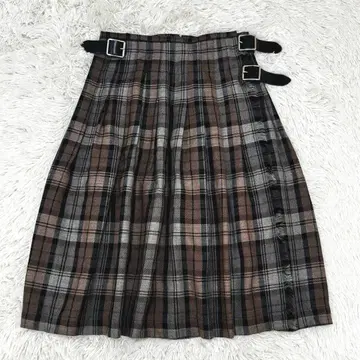 오닐 오브 더블린 울 퀼트 스커트 체크 플리츠 웜 컬러