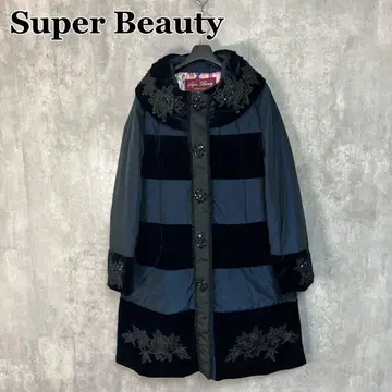Super Beauty 레이스 사용 벨로아 절개 다운 코트 42