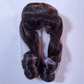 풀립 후티에 가발 롤 트윈 테일 블랙 헤어