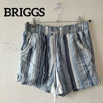 1점 한정 BRIGGS 블루 계열 스트라이프 숏팬츠 허리밴딩 [ M ]