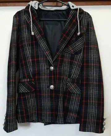 VIVAYOU 후드 탈부착 가능 체크 자켓