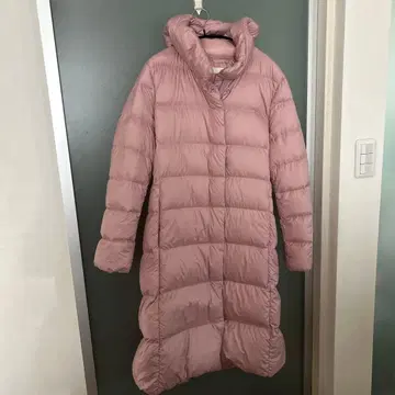 유니클로 롱 다운 코트 L 핑크