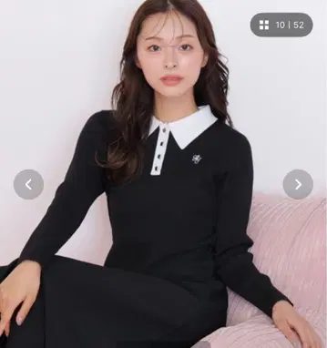 블랙 카라 부착 긴팔 니트 원피스 질 바이 질 스튜어트 새상품급