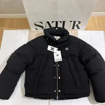 satur 세터 레이 체크 다운 미사용 새상품 M 블랙