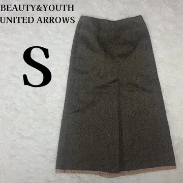 BEAUTY&YOUTH 헤링본 밑단 프린지 맥시 타이트 스커트 S 브라운