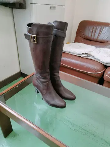 REGAL 리갈 다크 브라운 가죽 버클 롱 부츠