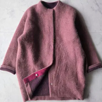 엘렌딕 라쿤 믹스 더블 가디건 더스티 핑크 계열 복슬복슬