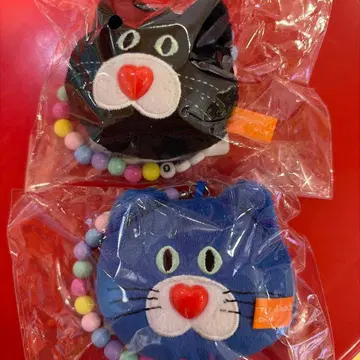 mojojojo 비즈 체인 포함 페이스 마스코트2 고양이 2종 세트