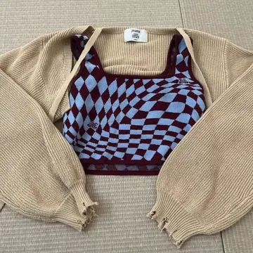 jouetie 체크 무늬 크롭 니트 M 사이즈