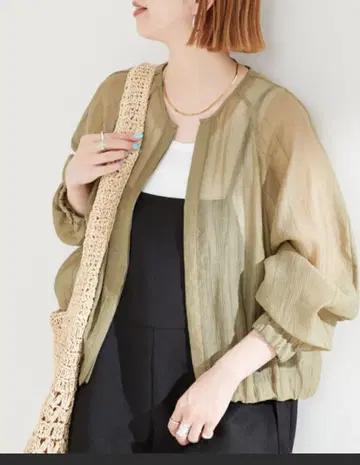 B.C STOCK 시어 블루종 카키 FREESIZE 베이직 스톡