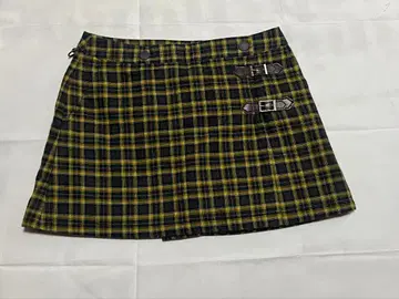 23구 골프 스커트 카키색 체크 무늬