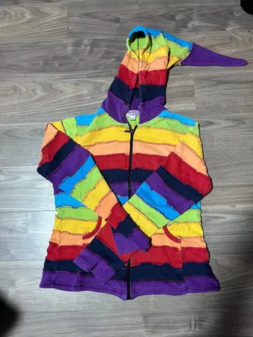 레인보우 보더 후드티 팝 y2k pop opium 스트릿