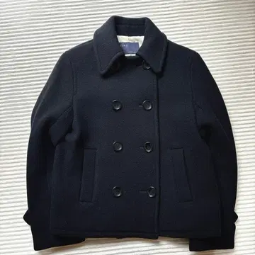 IENA 블랙 울 더블 브레스트 P코트 숏코트 38