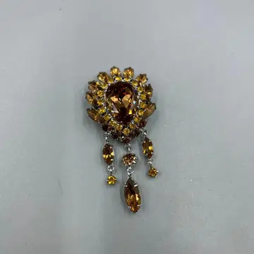 241 빈티지 엘레강트 브라운 크리스탈 브로치