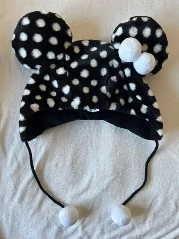 디즈니 리조트 팬캡 도트 흑백 모자 꽁지