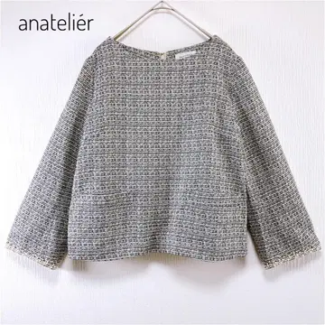 아나텔리어 슬라브 트위드 블라우스 소매 펄 세레모니 포멀 M