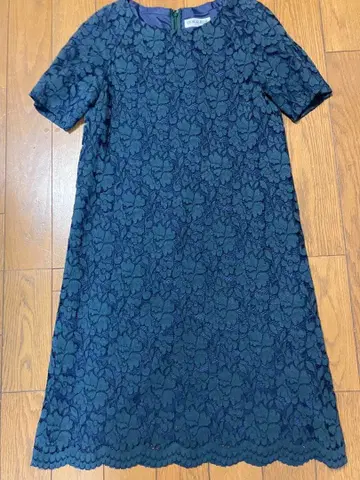 GEORGES RECH 네이비 꽃무늬 레이스 반팔 원피스