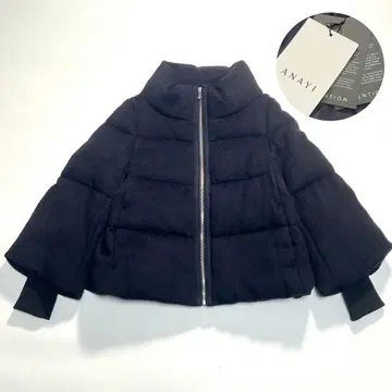 [택 포함 미사용품] 아나이 알파카 샤기 다운 코트 23AW 네이비 36
