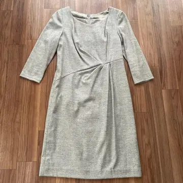 쿠 드 샹스 그레이 7부 소매 무릎 기장 원피스 38 새상품급 세레모니