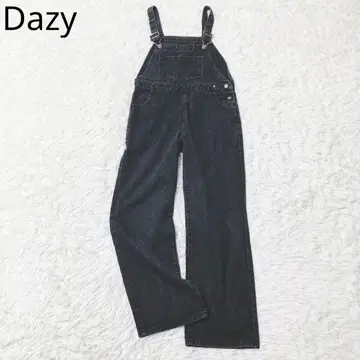 데이지 오버롤 와이드 팬츠 데님 워시 가공 블랙 S