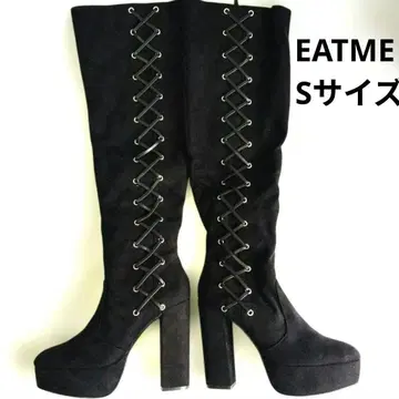 새상품 EATME 사이드 레이스업 롱 부츠 블랙 S 사이즈