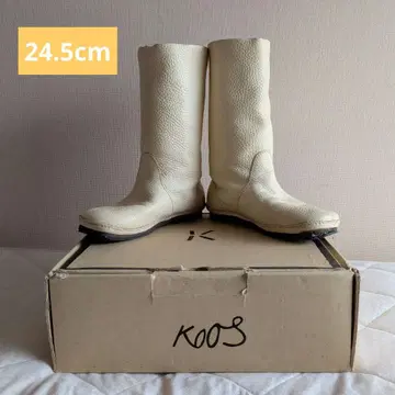 [레어] KOOS 아이보리 주름 가죽 미들 부츠 24.5cm
