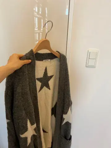 guildprime 길드 프라임 별 패턴 니트 가디건 그레이/화이트