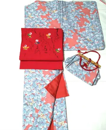 명주 기모노와 오비 세트 동일 원단 토트