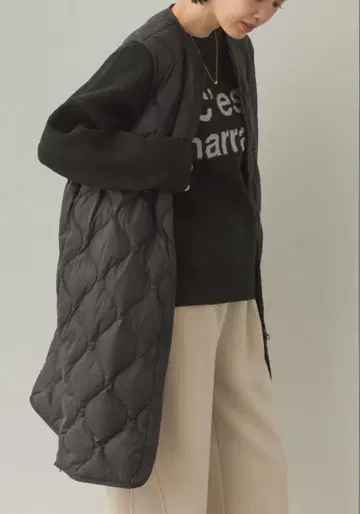 블랙 퀼팅 롱 베스트 이너 다운 mal. 베스트 블랙 새상품