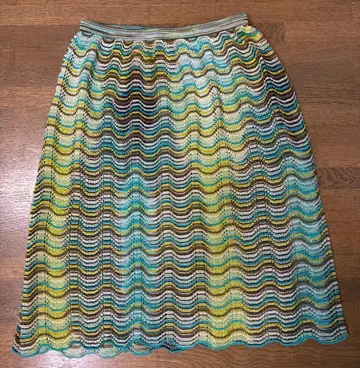 택 포함 새상품 MISSONI 미쏘니 물결 패턴 멀티 컬러 니트 스커트