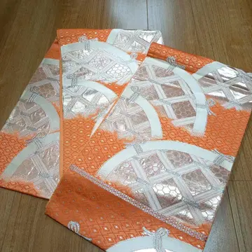 실크 6겹 오렌지 컬러 후쿠로 오비