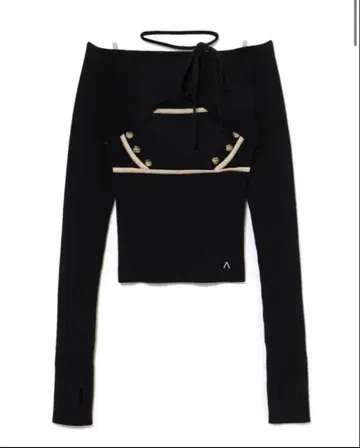 andmary 엘프 버튼 니트 탑 블랙