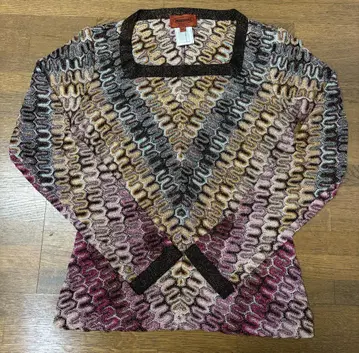 MISSONI 멀티 컬러 긴팔 스퀘어 넥 상의