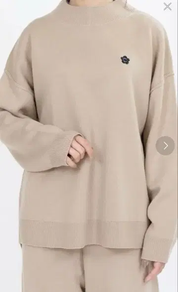 베이지 크루넥 긴팔 니트