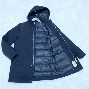 PALTO 후드 부착 네이비 울 코트 다운 자켓 M 상당 네이비
