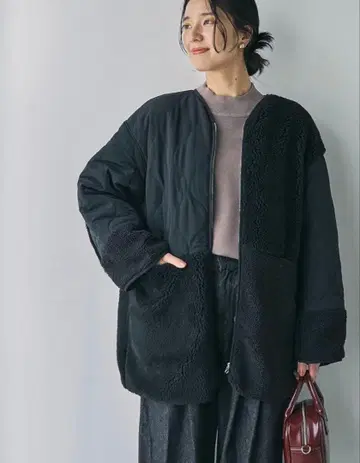 coen 코엔 보아 퀼트 패치워크 블루종 L