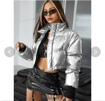 [ 새상품급 ] shein 실버 크롭 다운 자켓 L 사이즈