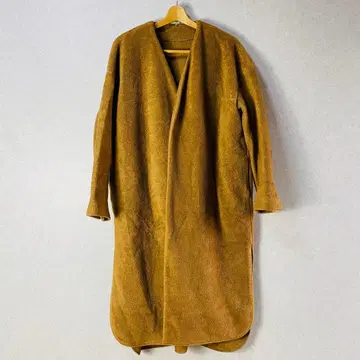 브라운 플리스풍 롱 코트