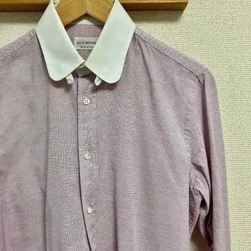 GUY ROVER 클레릭 라운드 탭 칼라 셔츠 38 퍼플