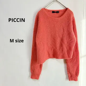 PICCIN 피칭 니트 M 핑크 비대칭 밑단 울 혼방 모헤어